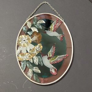 Floral Hummingbird Hanging Stained Glass Suncatcher